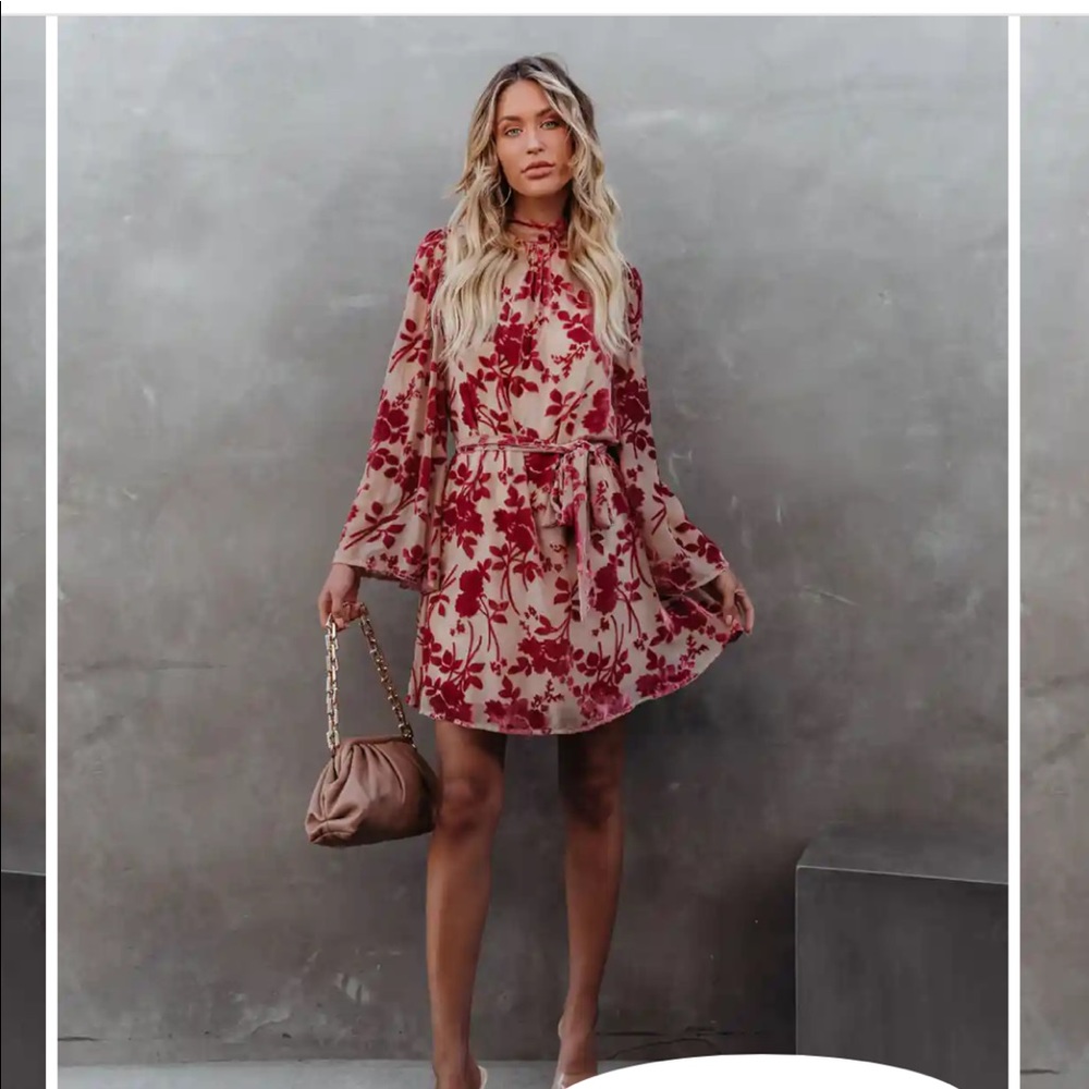 Vici calgary floral velvet tie dress